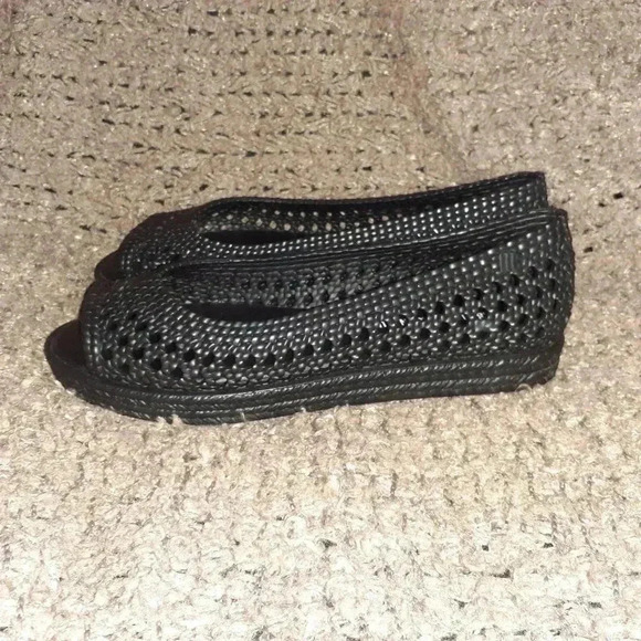 MELISSA/JASON WU-Camilla-Woven Black Jelly-Open Toe Flatforms-Sz 8-Near Mint - Picture 2 of 7